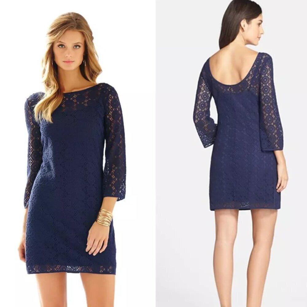 Lilly Pulitzer Bell Sleeve Low back Breakers Lace Topanga Dress 35248